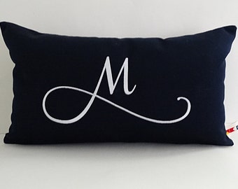 Embroidered Initial Pillow Cover | Monogrammed Letter Pillow | Sunbrella Indoor Outdoor Pillow Cover