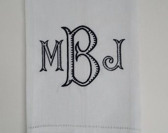 Embroidered Linen Monogram Tea Towel | Hostess Gift