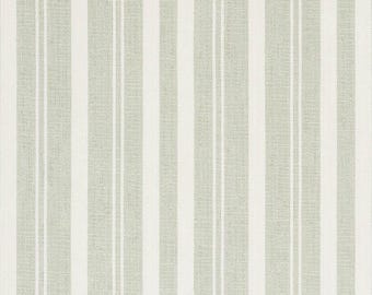May include: A white and light green striped fabric with a subtle texture. The fabric has a woven appearance and is perfect for crafting projects.