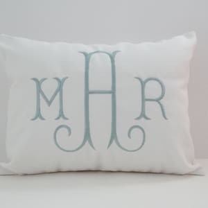 Three Letter MONOGRAM PILLOW | Personalized Embroidered Pillow | Sunbrella Pillow | Initials Pillow Cover