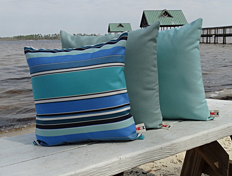 Sunbrella Canvas Sky Blue Pillow Cover Indoor/outdoor Pillow Etsy