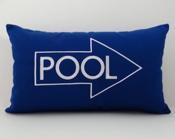 Sunbrella Pool Pillow Cover | Sunbrella Pillow | Beach Pillow | Embroidered Pillow | Cabana Pillow | Pool House Decor