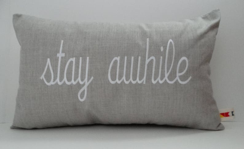 Stay Awhile Embroidered Pillow Cover