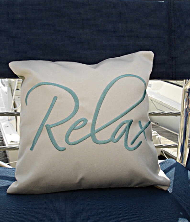 RELAX 16 X 16 Pillow Cover Sunbrella Natural Etsy