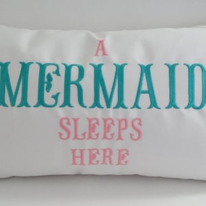 Mermaid Sleeps Here Pillow Cover: Sunbrella Coastal Decor (12x20)