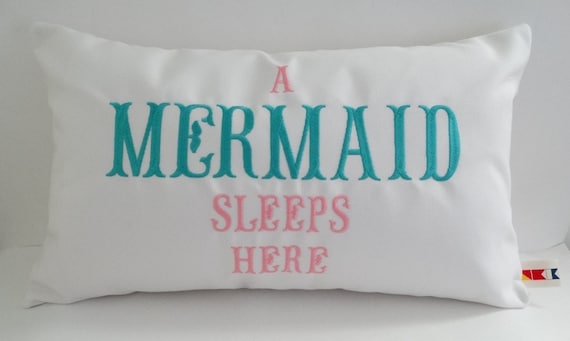 A Mermaid Sleeps Here 12 X 20 Lumbar Pillow Cover Etsy