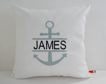Monogrammed Anchor Pillow Cover: Nautical Sunbrella Fabric