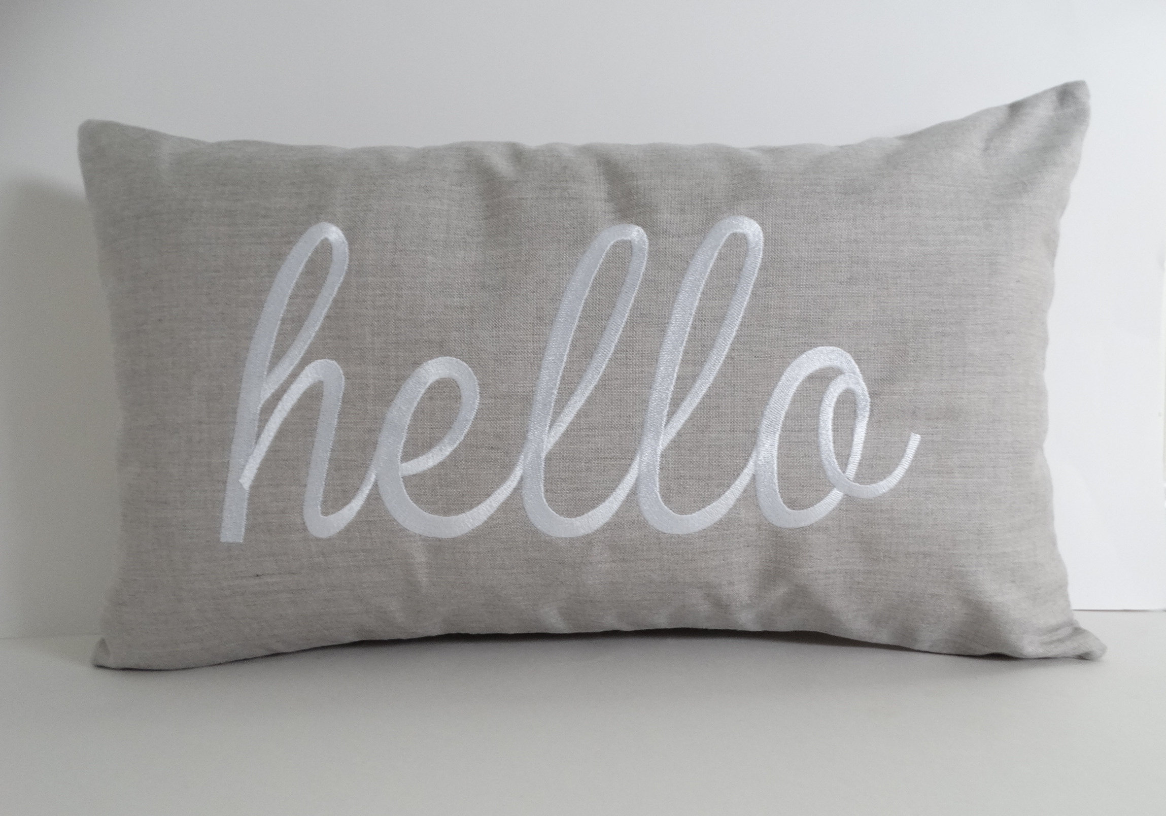 HELLO PILLOW Cover Embroidered Throw Pillow Sunbrella Etsy