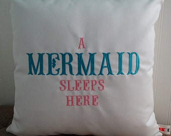 A Mermaid Sleeps Here Pillow Cover | Mermaid Bedding | Mermaid Decor | Mermaid Nursery Pillow Cover