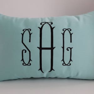 Monogram Throw Pillow Cover | Embroidered Pillow | Sunbrella Pillow | Monogram Sham | Personalized Gift