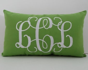 Interlocking Vine MONOGRAM PILLOW | Sunbrella Mongrammed Pillow | Initials Pillow | Personalized Pillow Cover