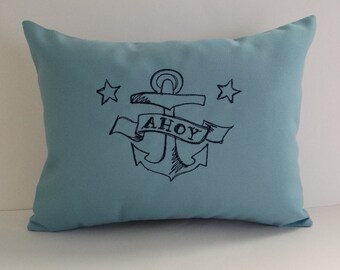 Anchor Pillow Cover | Sunbrella Indoor Outdoor Pillow | Ahoy Boat Pillow | Beach Pillow | Nautical Decor | Coastal Decor