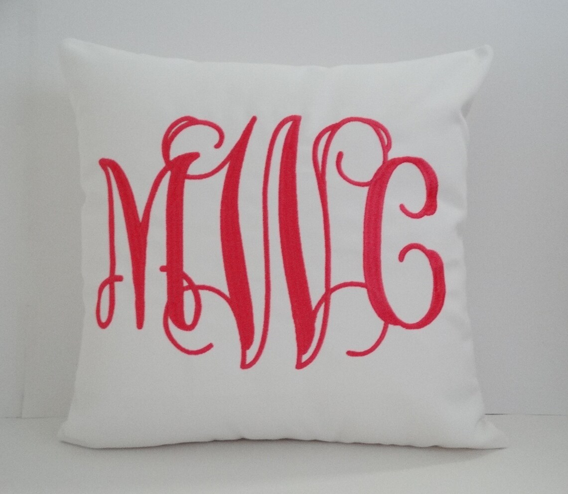 Monogrammed Pillow Cover Vine Monogram Pillow Monogrammed Etsy