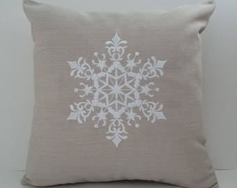 Christmas Snowflake Pillow Cover - Scandinavian Pillow Cover - Sunbrella Indoor Outdoor - Farmhouse Christmas - Christmas Decor