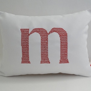 Monogram Pillow Cover: Cross Stitch Letter, Sunbrella Fabric
