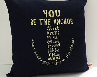 Embroidered Anchor Pillow Cover: Sunbrella Navy Boat Accent
