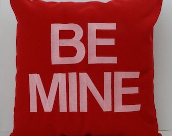Be Mine Embroidered Pillow Cover: Red Sunbrella Valentine Decor