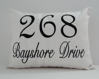 Sunbrella ADDRESS PILLOW cover outdoor home street address pillow house number personalized housewarming gift number pillow oba canvas co