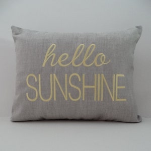 Embroidered Lumbar Pillow Cover: Hello Sunshine Sunbrella Porch Pillow