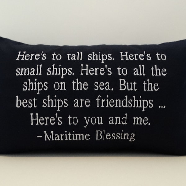 Embroidered Nautical Pillow Cover: Sunbrella Maritime Blessing