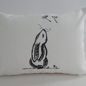 Embroidered Rabbit Pillow Cover: Sunbrella Indoor Outdoor Spring Decor