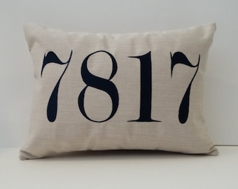 ADDRESS PILLOW | Sunbrella Outdoor Pillow | House Number Pillow | Home Pillow | Location Pillow | Number Pillow | Zip Code Pillow Cover