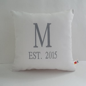 Sunbrella MONOGRAMMED PILLOW COVER | Established Date Pillow | Wedding Gift | Sunbrella Pillow Cover