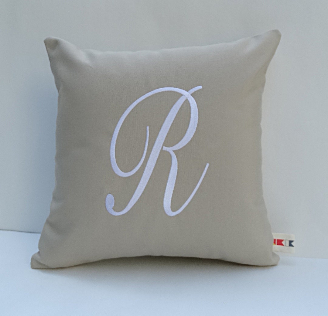 MONOGRAMMED Initial Pillow Cover Sunbrella Pillow Letter Pillow