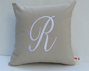 MONOGRAMMED Initial Pillow Cover | Sunbrella Pillow | Letter Pillow | Personalized Wedding Gift