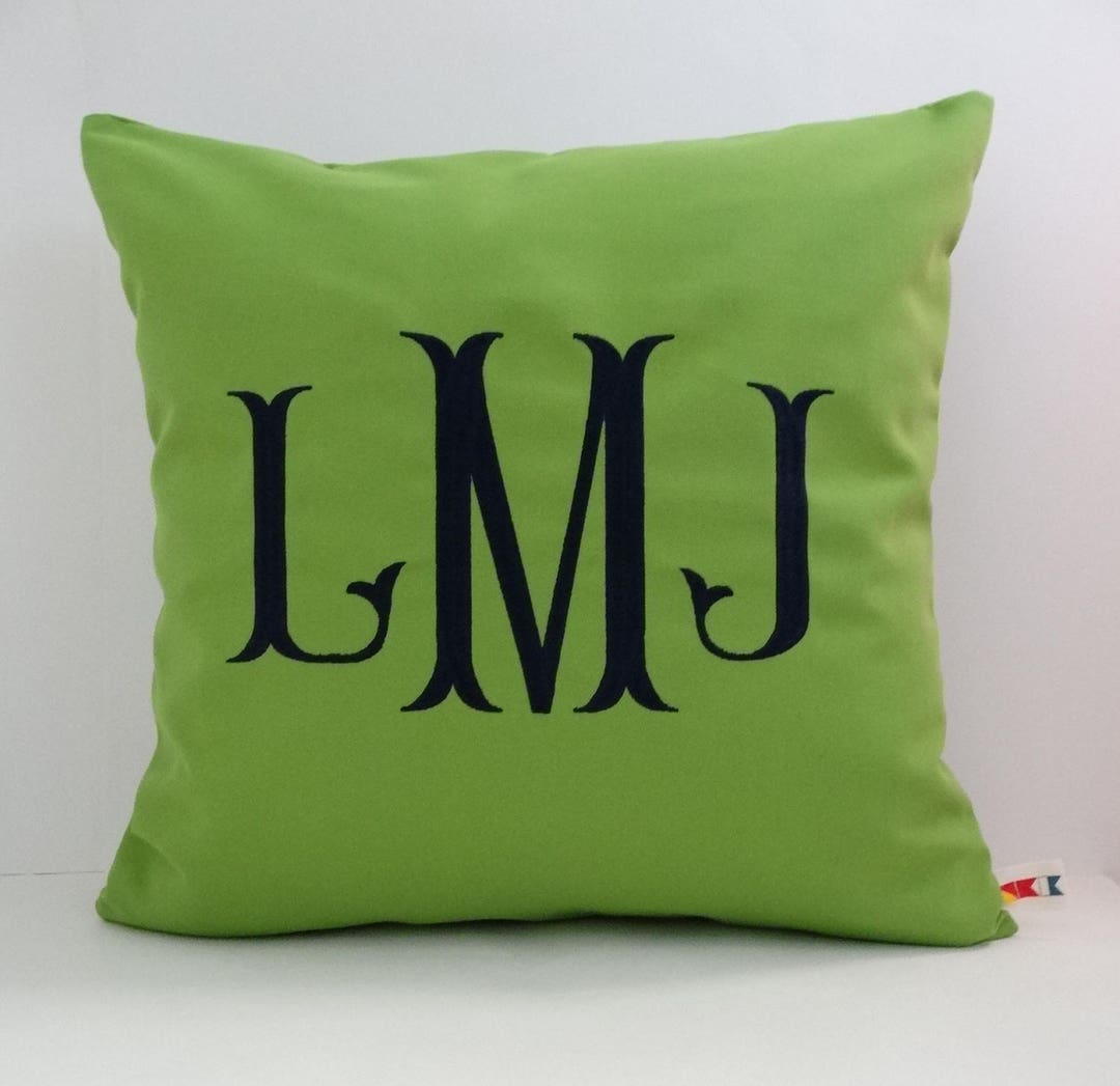 Buy Fishtail Monogrammed Pillow Initials Pillow Sunbrella Pillow