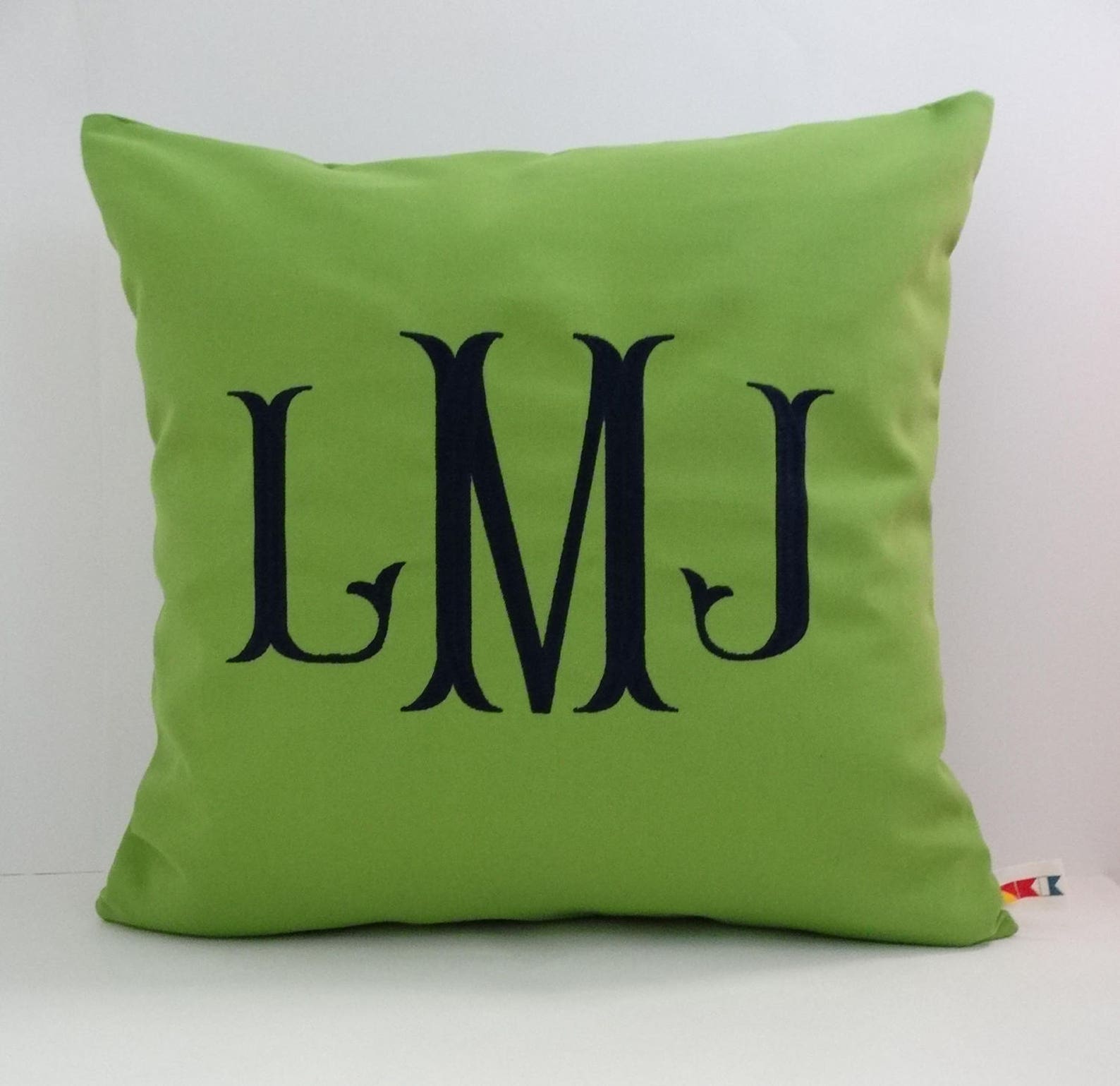Fishtail Monogram Pillow Cover Initials Pillow Sunbrella Etsy