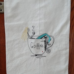 Mermaid Embroidered Flour Sack Towel: Coastal Kitchen Decor