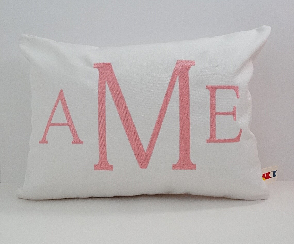 Monogrammed Pillow Cover Sunbrella Indoor Outdoor Pillow Etsy