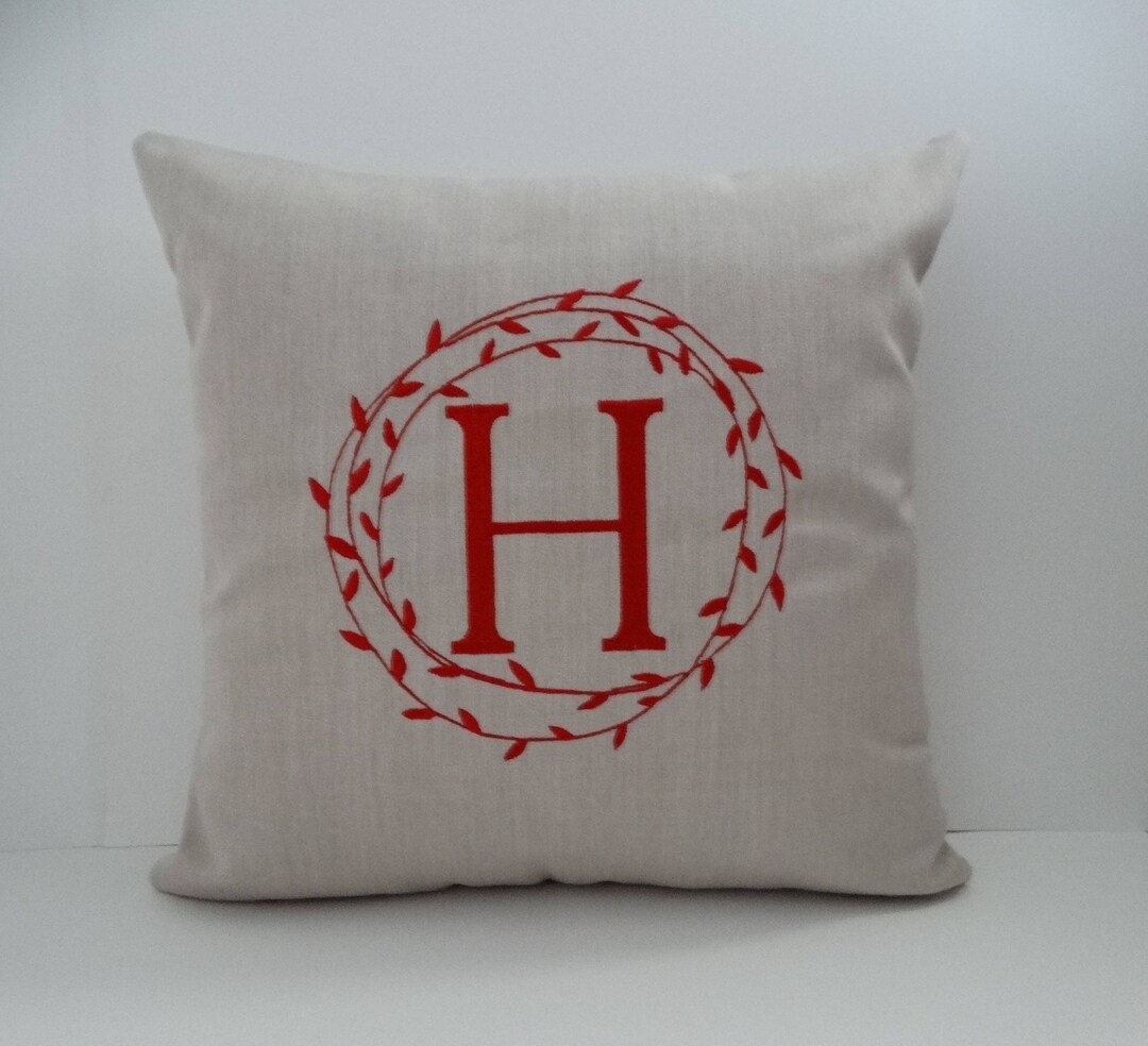 Sunbrella MONOGRAMMED PILLOW Cover Indoor Outdoor Farmhouse Decor