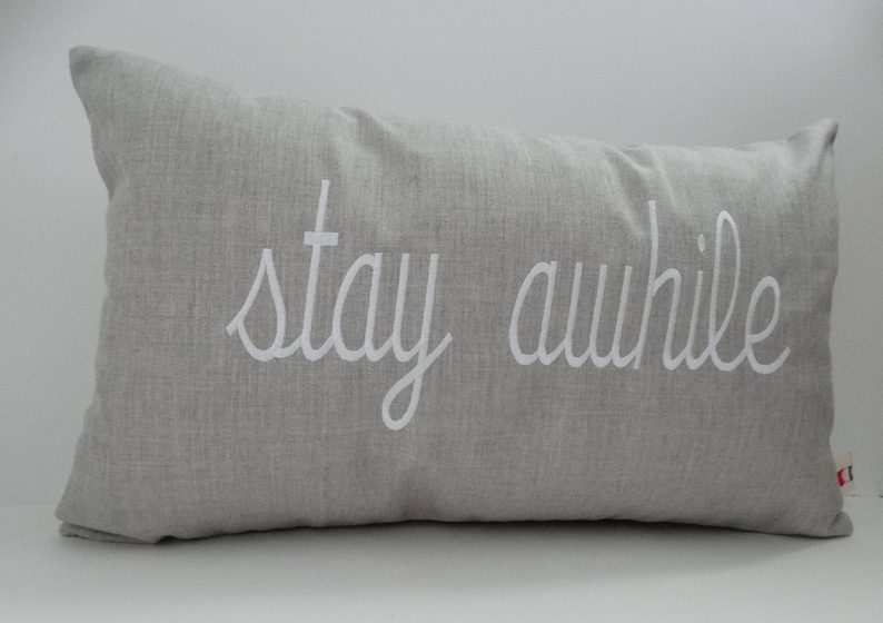 Stay Awhile Embroidered Pillow Cover - Thumbnail 3