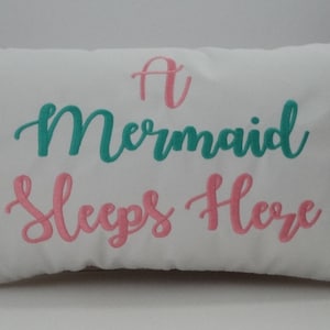 Mermaid Pillow Cover: &quot;A Mermaid Sleeps Here&quot; Nautical Decor (12&quot; x 20&quot;)