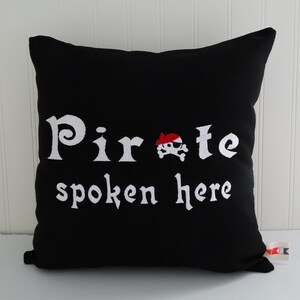 Pirate Spoken Here Pillow Cover: Skull Nautical Nursery Decor