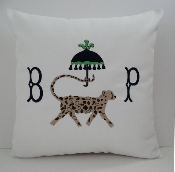 Cheetah Monogrammed Throw Pillow Cover Monogram Indooroutdoor Throw Pillow