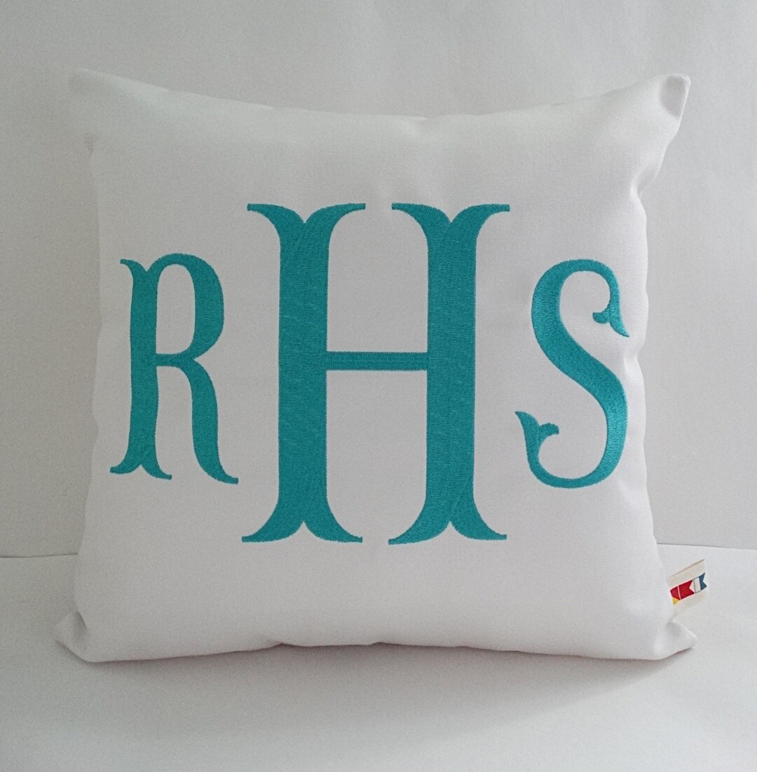 Monogrammed Pillow Cover Three Letter Monogram Throw Pillow Custom