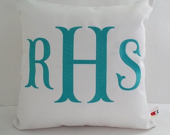 Monogrammed Sunbrella Pillow Cover: Custom Three-Letter Throw Pillow