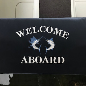 Sunbrella Marlin Sailfish Gunwale Boarding Mat: Welcome Aboard Boat Cover