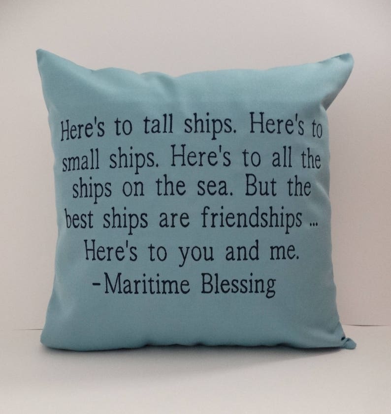 Embroidered Maritime Blessing Pillow Sunbrella Indoor Etsy