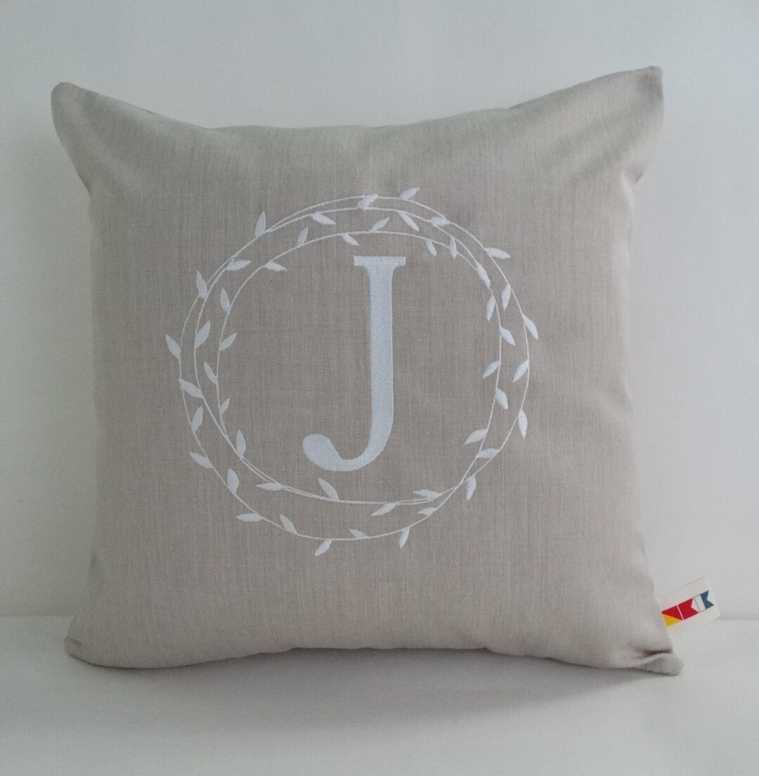 Monogrammed Initial Pillow Cover Sunbrella Indoor Outdoor Etsy