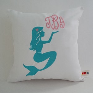 Mermaid Monogram Pillow Cover | Mermaid Pillow | Mermaid Nursery Pillow | Baby Shower Gift | Initials Pillow | Monogrammed Baby Pillow Cover