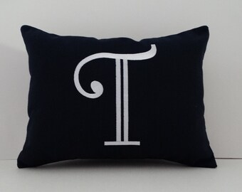 MONOGRAMMED Pillow Cover | INITIALED Pillow | Sunbrella Indoor Outdoor Pillow | Letter Pillow | Embroidered Pillow Cover