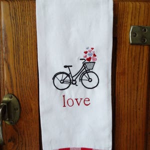 Kitchen Towel | Valentines Towel | Love Towel | Valentines Decor | Valentine Gift Under 20 | Hostess Gift | Housewarming Gift |Bicycle Towel