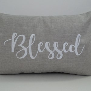 Blessed Embroidered Pillow Cover: Sunbrella Indoor Outdoor Accent