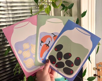Pickled Food Art Prints | Kitchen Pantry Wall Decor, Set of 3