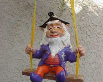 Halloween Gnome in a swing