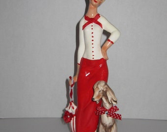 Christmas Lady with Her Afgan Dog